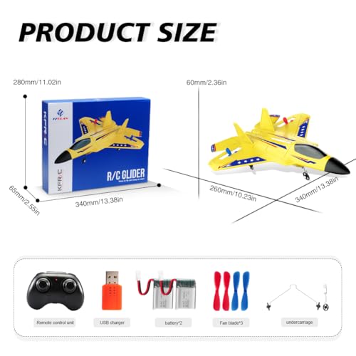 RoofWorld Yellow RC Plane for Kids Upgrade F22 Raptor Fighter RC Airplane Remote Control Airplane Toys 24 GHZ Smart 6axis Gyro Stabilizer RTF RC Jet Aircraft Easy to Fly Outdoor Toy RC Glider for Beginners - Image 5