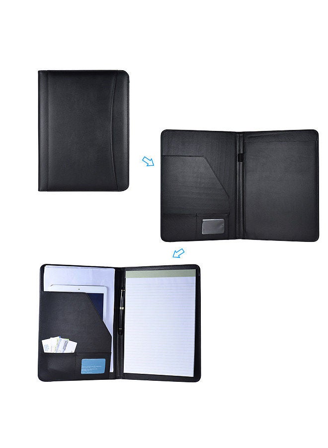 Generic Multifunctional Business Portfolio Padfolio Folder Document Case Organizer A4 PU Leather with Business Card Holder Memo Note Pad  - Image 3