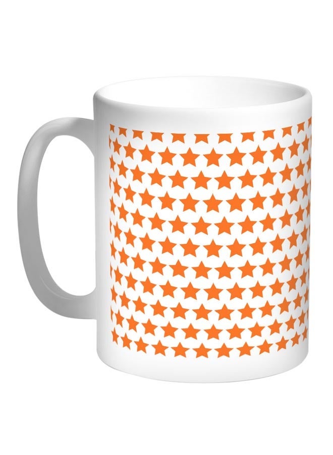 RYN Stars Decoration Printed Coffee Mug White/Orange 11ounce