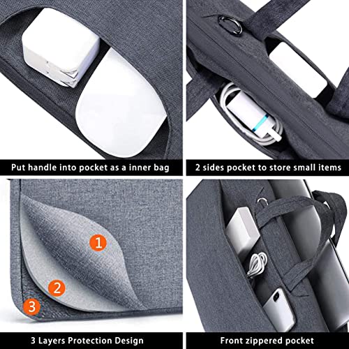 Voova Laptop Bag 15.6 Inch, Waterproof Computer Sleeve Carrying Case with Shoulder Straps & Handle Compatible with Macbook Air 15 M2/M3/M4, MacBook Pro 15/16, 15-16 Inch Hp Dell Lenovo Asus, Grey - Image 4