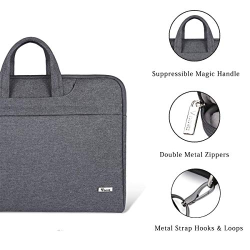 Voova Laptop Bag 15.6 Inch, Waterproof Computer Sleeve Carrying Case with Shoulder Straps & Handle Compatible with Macbook Air 15 M2/M3/M4, MacBook Pro 15/16, 15-16 Inch Hp Dell Lenovo Asus, Grey - Image 5