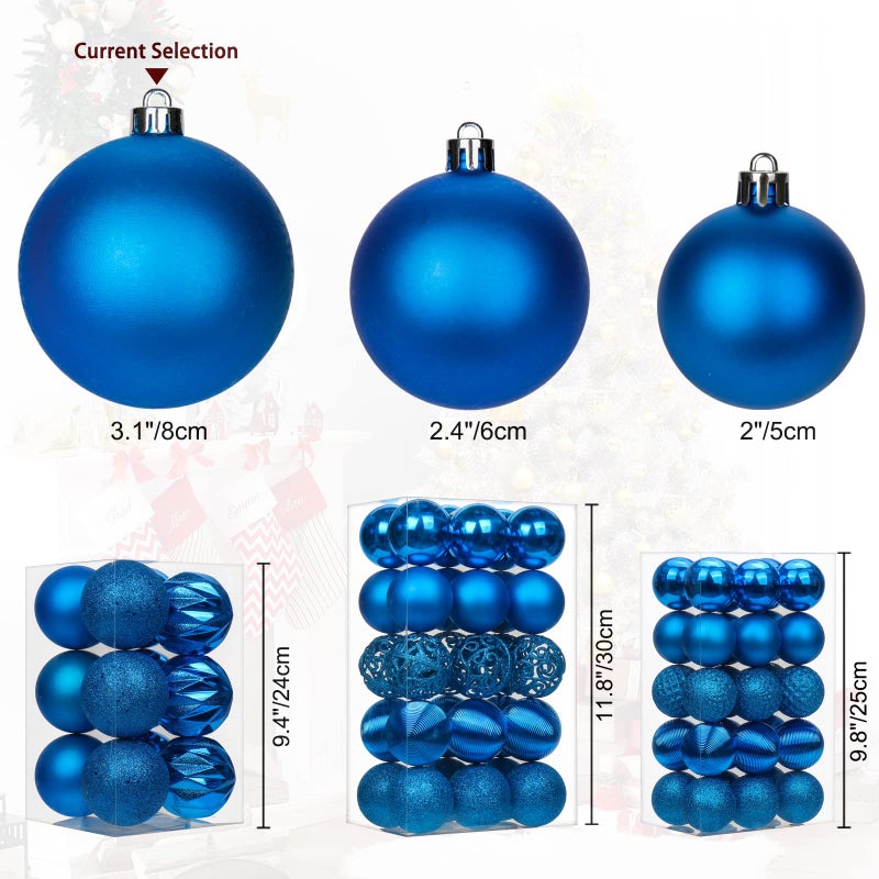 Briful 12PCS 3.15"" Christmas Ball Ornaments Shatterproof Blue Christmas Tree Decorations Xmas Tree Balls Halloween Ornaments D?cor - Image 3