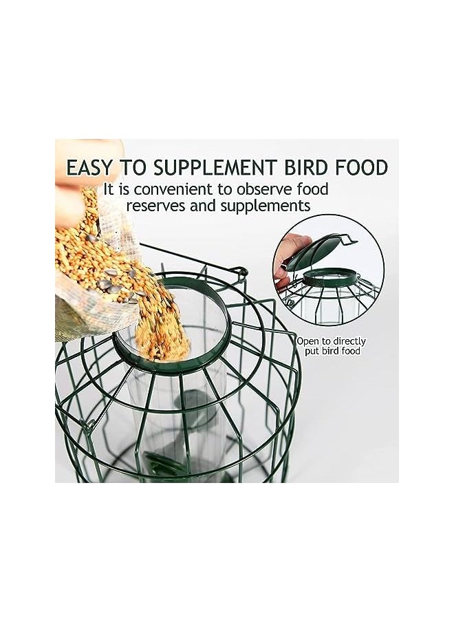 Generic - Metal Bird Feeders Squirrel Proof Wild Bird Feeders Large Clear Tube Feeders With 4 Perches Bird Feeder Squirrel Proof Chew Proof Rustproof For Small Wild Birds And Sparrows Green - Image 1