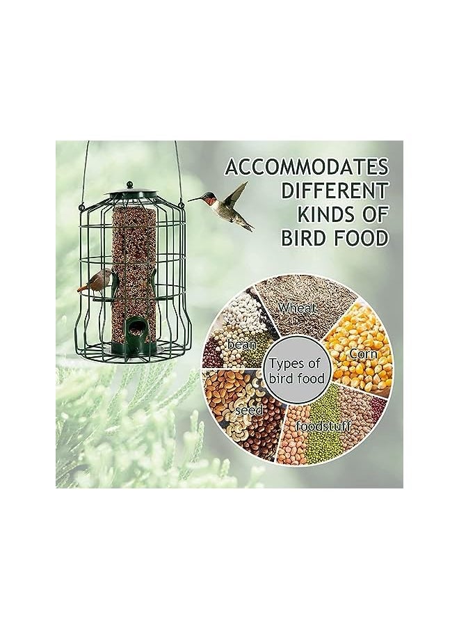 Generic - Metal Bird Feeders Squirrel Proof Wild Bird Feeders Large Clear Tube Feeders With 4 Perches Bird Feeder Squirrel Proof Chew Proof Rustproof For Small Wild Birds And Sparrows Green - Image 1