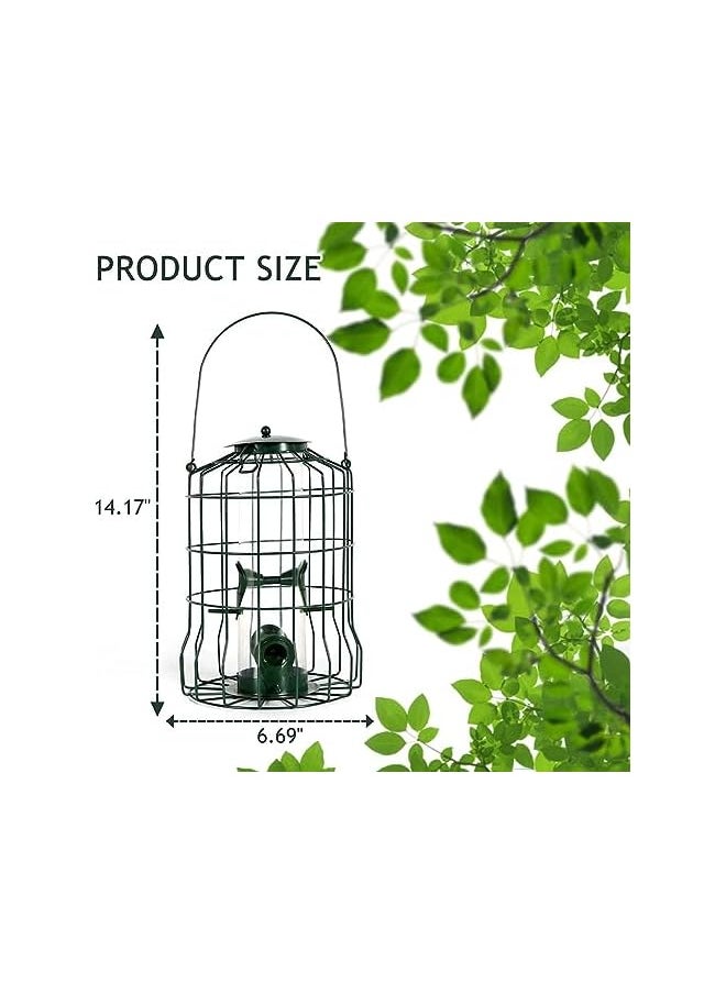 Generic - Metal Bird Feeders Squirrel Proof Wild Bird Feeders Large Clear Tube Feeders With 4 Perches Bird Feeder Squirrel Proof Chew Proof Rustproof For Small Wild Birds And Sparrows Green - Image 1