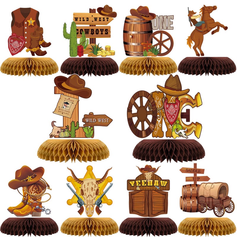 Tarklanda 12PCS Western Cowboy Honeycomb Centerpieces Wild West Party Decorations for Tables Western Theme Party Decor A Little Cowboy is On The Way Baby Shower Supplies - Image 2
