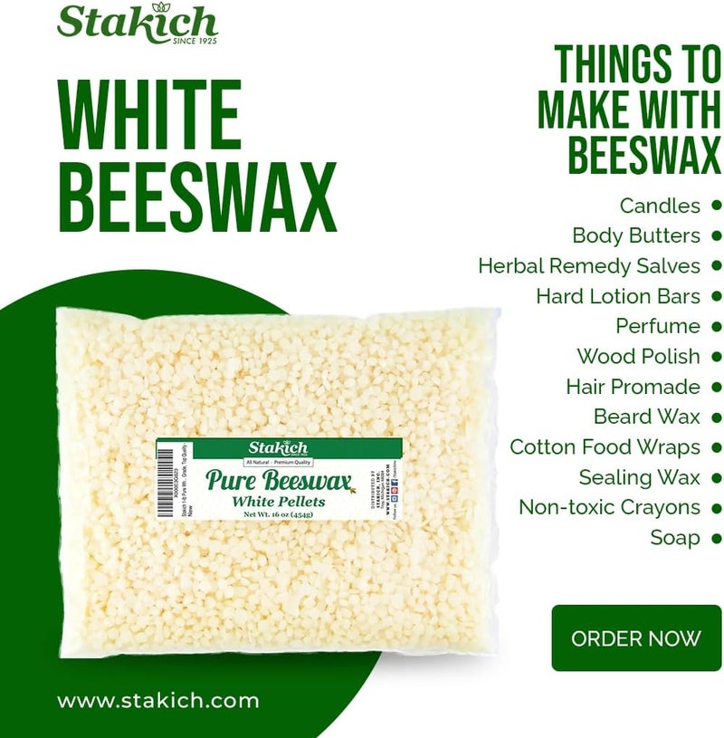 Stakich Pure White Beeswax Pellets - All Natural, Cosmetic Grade, Premium Quality (16 oz) - Image 2