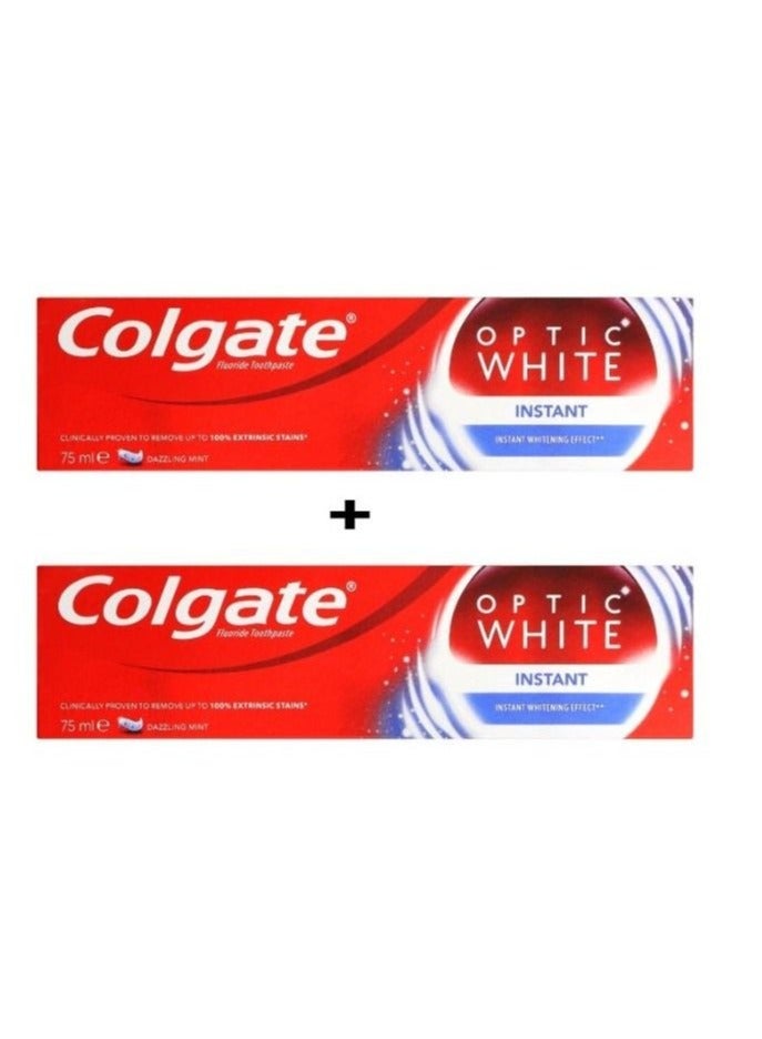 كولجيت مجموعة من قطعتين معجون الأسنان أوبتيك وايت إنستانت وايتنينج أبيض 75مل - Image 1