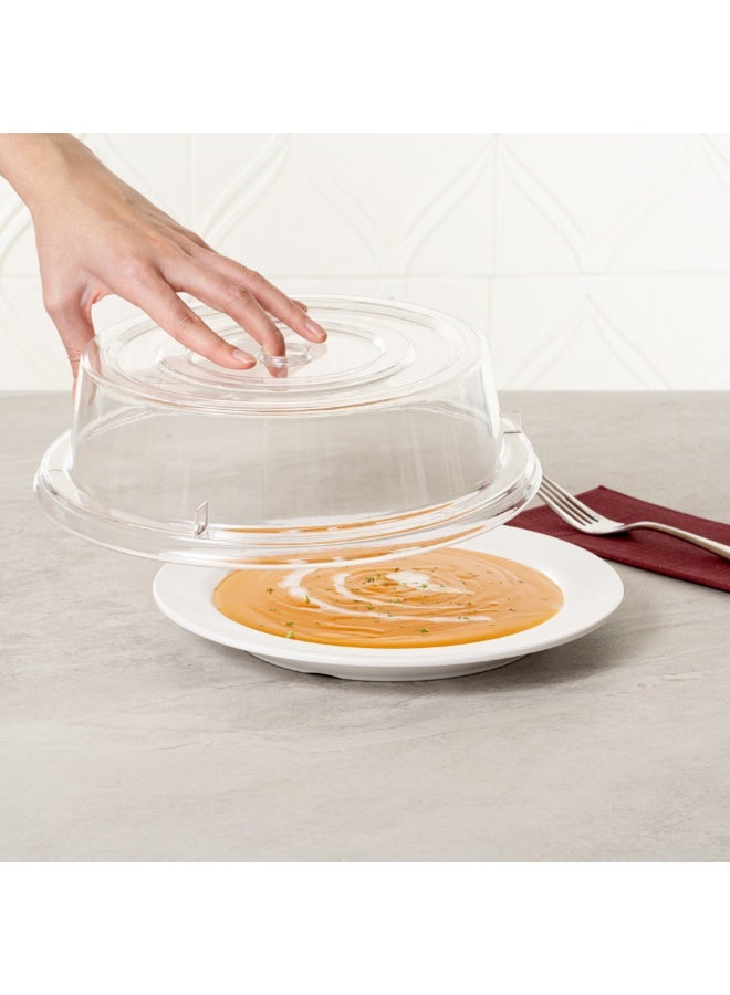 Restaurantware Cater Tek 10.2 Inch Polycarbonate Plate Covers, 10 Shatterproof Dish Covers - Dishwashable, For 10-Inch Plates, Clear Plastic Splatter Covers, Finger Hole Design, Endures Up To 210F - Image 5