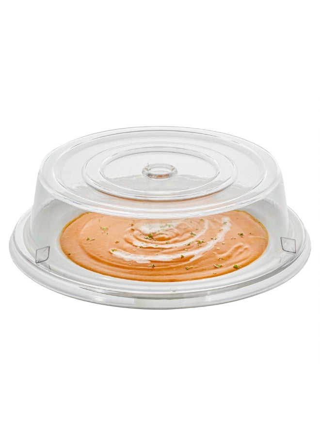 Restaurantware Cater Tek 10.2 Inch Polycarbonate Plate Covers, 10 Shatterproof Dish Covers - Dishwashable, For 10-Inch Plates, Clear Plastic Splatter Covers, Finger Hole Design, Endures Up To 210F - Image 2