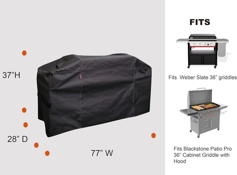 acoveritt RPET Frabric Cover for Flat Griddle Cover, Black；Fit Slate 36” griddles - Image 2