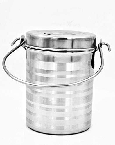 Shopsidex Shopsidex Stainless Steel Milk Oil Ghee Storage Container with Lid and handle For Kitchen 500 ml - Image 1