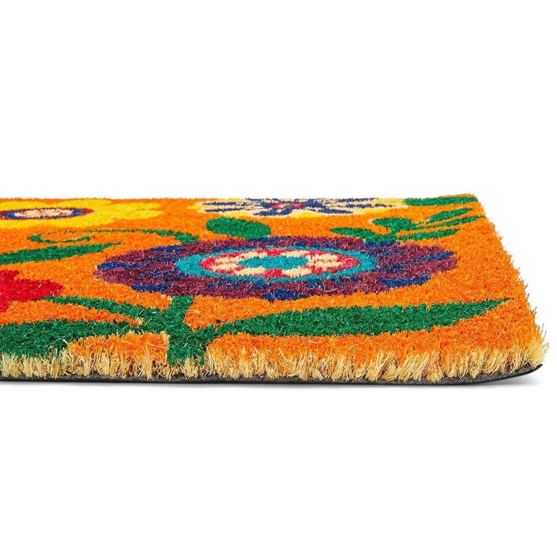 Juvale Floral Coir Door Mat - 17 x 30 in, Natural & Modern - Outdoor Welcome Mat for Front Door & Patio with PVC Backing - Image 5