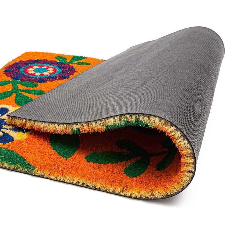 Juvale Floral Coir Door Mat - 17 x 30 in, Natural & Modern - Outdoor Welcome Mat for Front Door & Patio with PVC Backing - Image 4