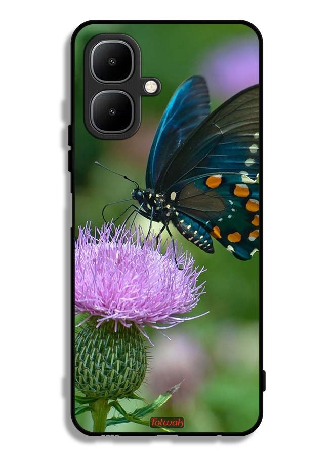 Tolwak Infinix Smart 10 Protective Case Cover Butterfly Sitting On Flower