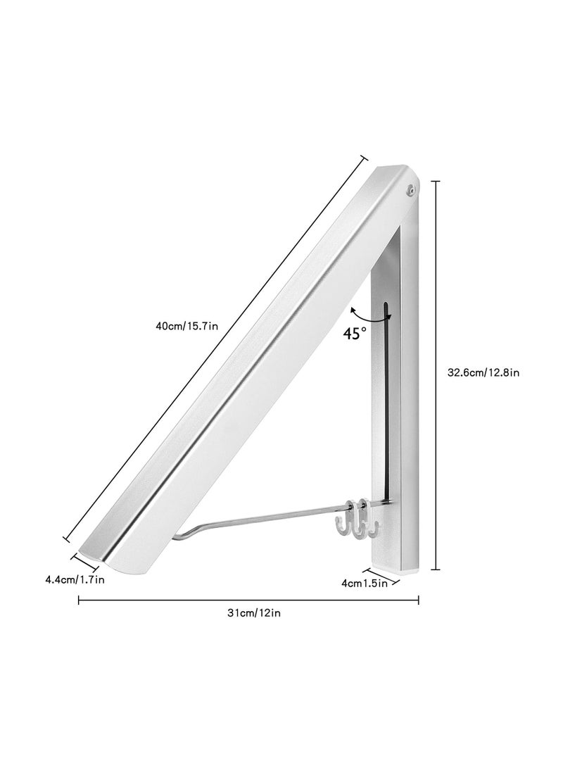 SOLARAE Clothes Rack Hanger, Foldable Wall Mounted Clothes Airer Coat Dryer Aluminum Space Saving Clothing Organiser for Laundry Bedroom Indoor Outdoor (Silver) - Image 5