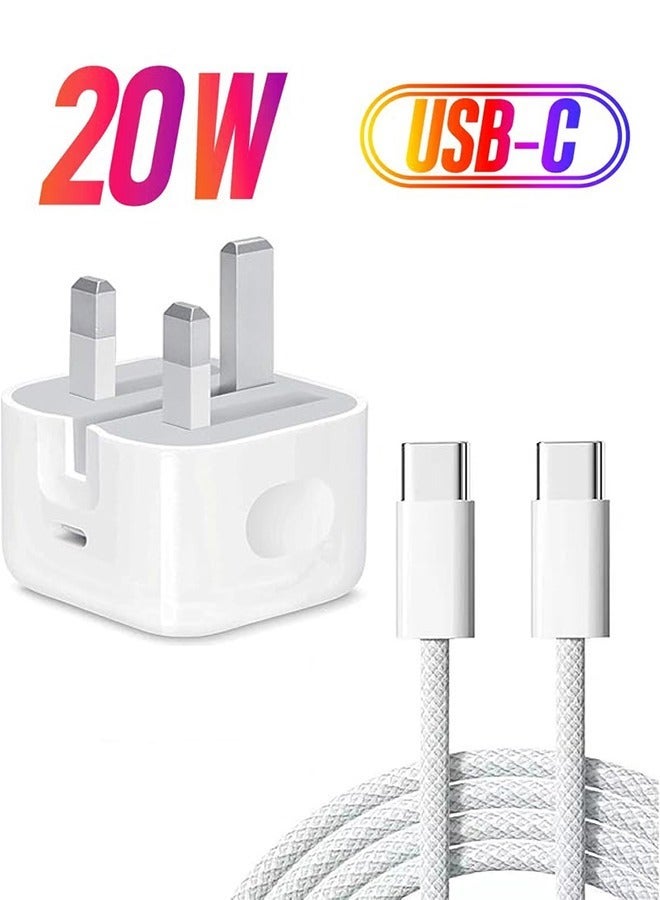 Golau 20W Fast Charger | USB C Wall Fast Charger with 2M Type C to C Charging Cord Compatible with IPhone 16/15/Pro Max/Pro/Plus and all Type C Mobile - Image 1