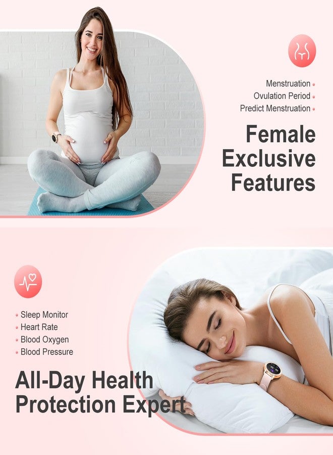 لييج ساعة LIGE الذكية للنساء (الرد على المكالمات/إجرائها)، ساعة ذكية فاخرة مرصعة بالألماس عالية الدقة مقاس 1.3 بوصة لهواتف Android iPhone، أجهزة تتبع اللياقة البدنية مع أكثر من 20 وضعًا رياضيًا/معدل ضربات القلب/مقاوم للماء IP68/SpO2/مراقب النوم، لون ذهبي وردي - Image 5