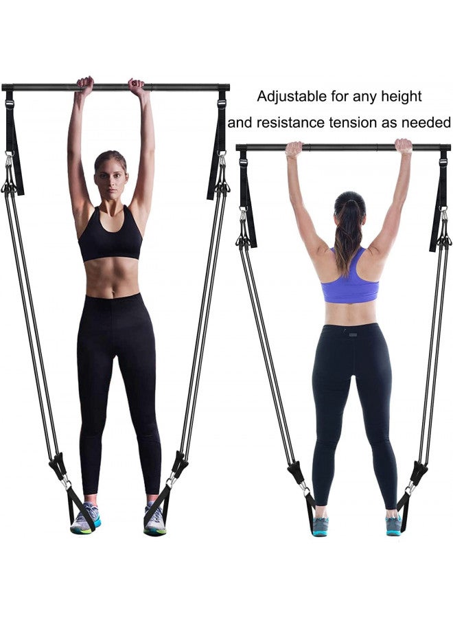Bbtops Pilates Bar Kit with Resistance Bands(4 x Bands),3-Section Pilates Bar with Stackable Bands Workout Equipment for Legs,Hip,Waist and Arm,Adjustable Pilates Flexbands Kit Home Gym Yoga Pilates Black - Image 1