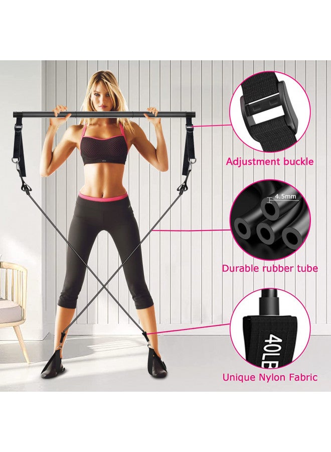 Bbtops Pilates Bar Kit with Resistance Bands(4 x Bands),3-Section Pilates Bar with Stackable Bands Workout Equipment for Legs,Hip,Waist and Arm,Adjustable Pilates Flexbands Kit Home Gym Yoga Pilates Black - Image 3