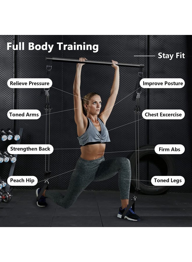 Bbtops Pilates Bar Kit with Resistance Bands(4 x Bands),3-Section Pilates Bar with Stackable Bands Workout Equipment for Legs,Hip,Waist and Arm,Adjustable Pilates Flexbands Kit Home Gym Yoga Pilates Black - Image 2