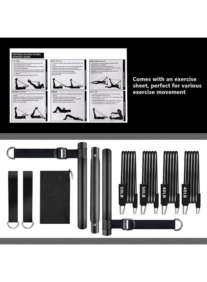 Bbtops Pilates Bar Kit with Resistance Bands(4 x Bands),3-Section Pilates Bar with Stackable Bands Workout Equipment for Legs,Hip,Waist and Arm,Adjustable Pilates Flexbands Kit Home Gym Yoga Pilates Black - Image 4