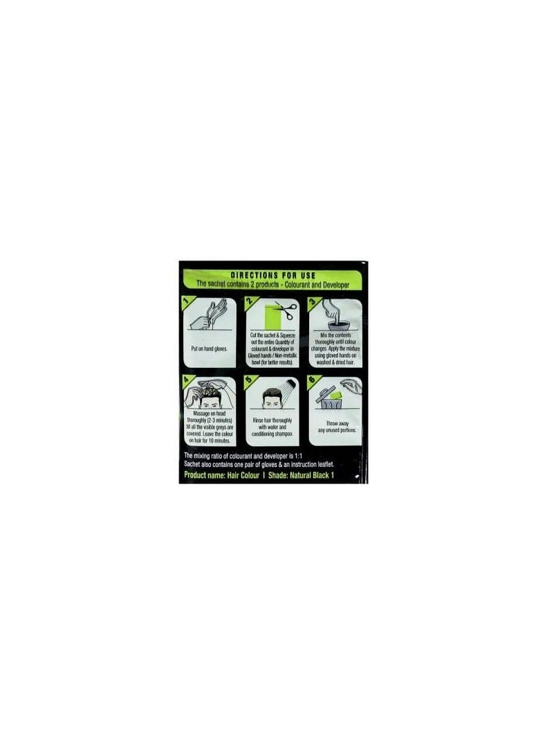 Indica Easy 10 Minutes Hair Color Shampoo Natural Black Colour  18ml  Pack of 12 - Image 2