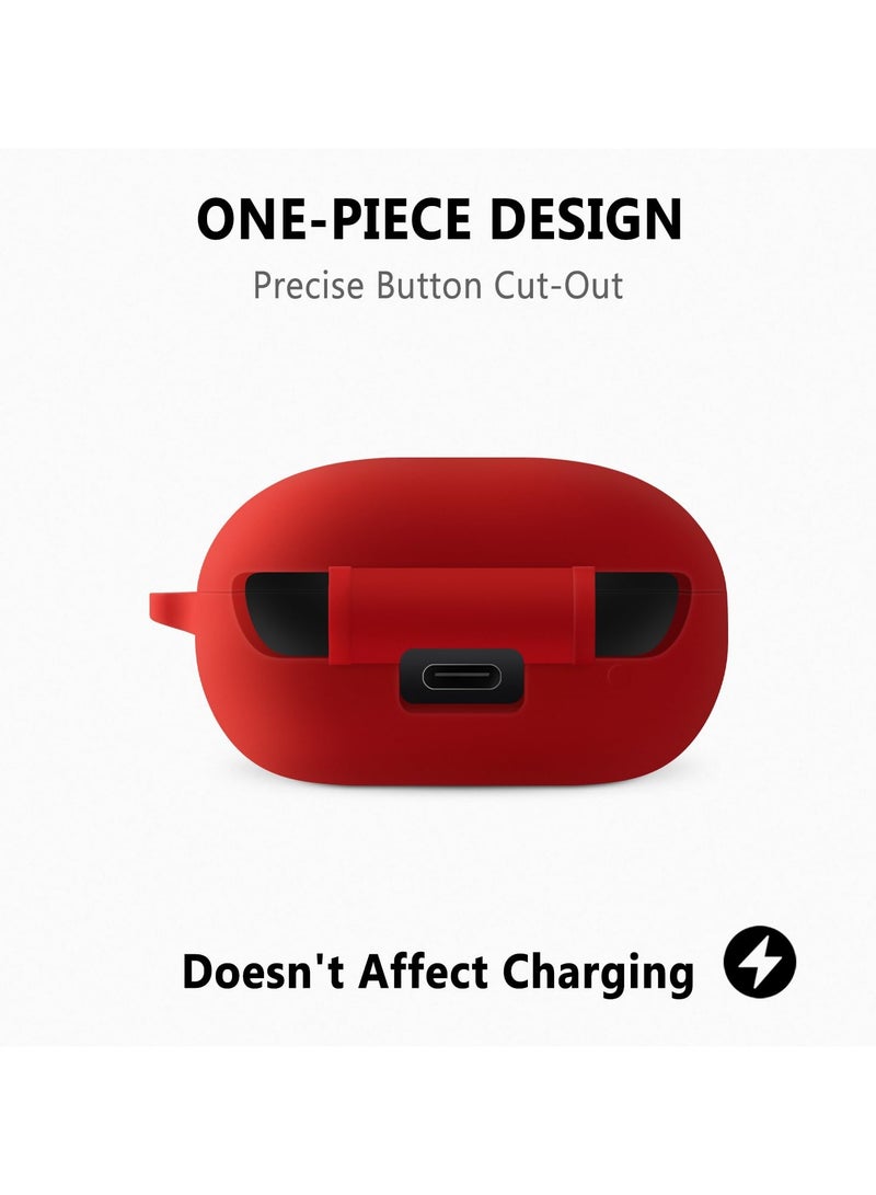 Beauenty Silicone Carrying Case Compatible With Anker Soundcore P40i Portable Scratch Shock Resistant Cover With Carabiner (Red) - Image 4