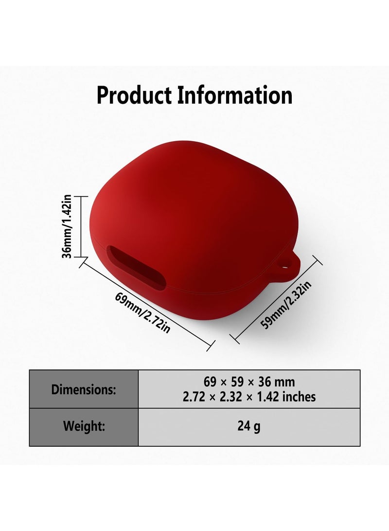 Beauenty Silicone Carrying Case Compatible With Anker Soundcore P40i Portable Scratch Shock Resistant Cover With Carabiner (Red) - Image 3