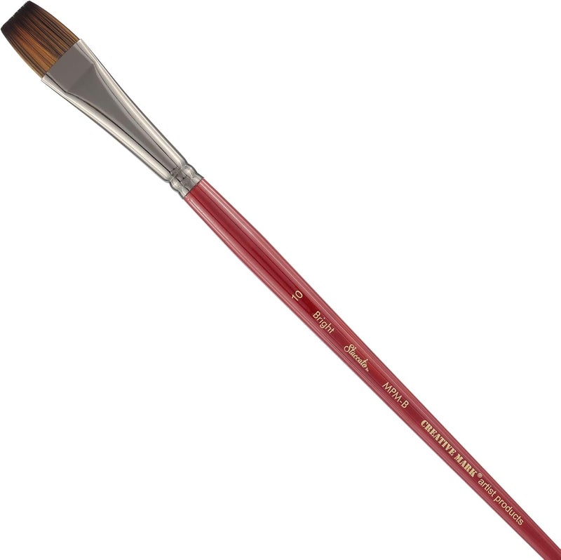 Creative Mark Staccato Artist Paintbrush - Bright Size 10 - Synthetic Long Handled Brushes for Acrylic Paints, Handmade and Full Bodied with Springy Response - Image 1