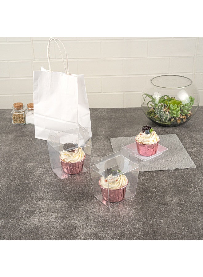 Restaurantware 3.25 x 2.5 x 4.5 Inch Wedding Favor Boxes, 100 Rectangle Transparent Candy Boxes - Built-In Handle, For Weddings, Baby Showers, And Birthday Parties, Plastic Party Favor Container, - Image 4