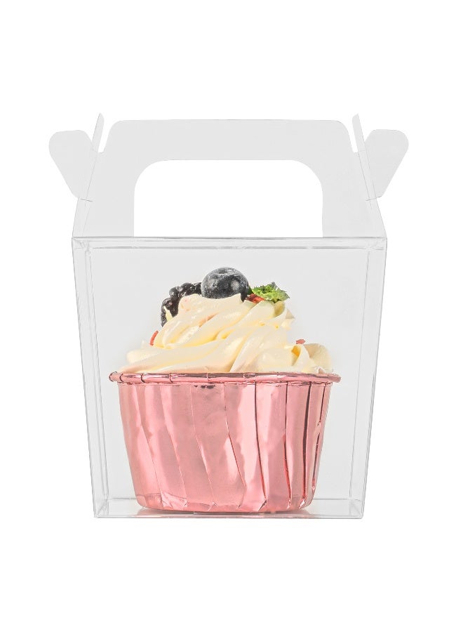 Restaurantware 3.25 x 2.5 x 4.5 Inch Wedding Favor Boxes, 100 Rectangle Transparent Candy Boxes - Built-In Handle, For Weddings, Baby Showers, And Birthday Parties, Plastic Party Favor Container, - Image 2