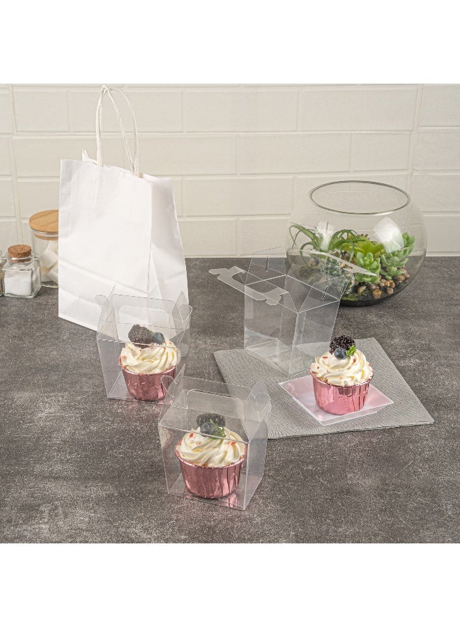 Restaurantware 3.25 x 2.5 x 4.5 Inch Wedding Favor Boxes, 100 Rectangle Transparent Candy Boxes - Built-In Handle, For Weddings, Baby Showers, And Birthday Parties, Plastic Party Favor Container, - Image 3