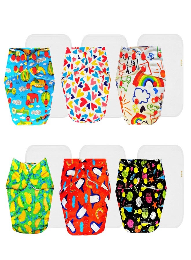 حفاضات دمبلدو القماشية الممتازة مع حشوة قطنية (عبوة من 6 قطع) | شعور بالجفاف والراحة | قابلة لإعادة الاستخدام والغسل | سهلة التنظيف | مثالية لفصل الصيف الهندي | من 3 أشهر إلى 3 سنوات | مناسبة للجنسين - Image 1