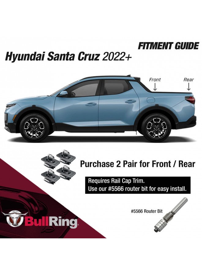 Bull Ring Bull Ring Retractable Truck Bed Tie Down Anchors for Dodge RAM 2009-24, Toyota Tundra CrewMax 2014-24, Hyundai Santa Cruz 2022-24, Rail Cap Trim Required to Install (2 Pack)  - Image 4