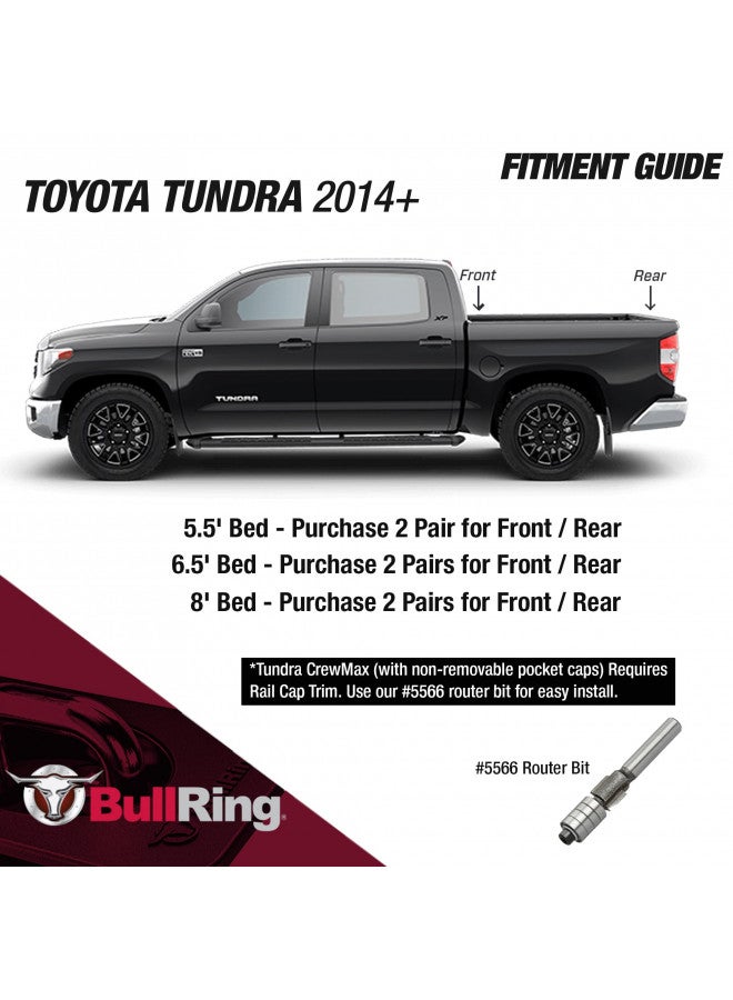 Bull Ring Bull Ring Retractable Truck Bed Tie Down Anchors for Dodge RAM 2009-24, Toyota Tundra CrewMax 2014-24, Hyundai Santa Cruz 2022-24, Rail Cap Trim Required to Install (2 Pack)  - Image 3