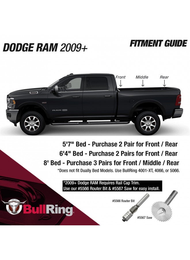 Bull Ring Bull Ring Retractable Truck Bed Tie Down Anchors for Dodge RAM 2009-24, Toyota Tundra CrewMax 2014-24, Hyundai Santa Cruz 2022-24, Rail Cap Trim Required to Install (2 Pack)  - Image 2