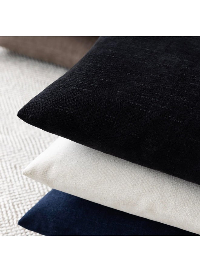Pack of 2 Black Soft Textured Throw Decorative Pillow Covers Square Accent Solid Cushion Cover Cozy Farmhouse Pillow Case with Zipper for Couch Sofa Bedroom Living Room 45x45CM - Image 5