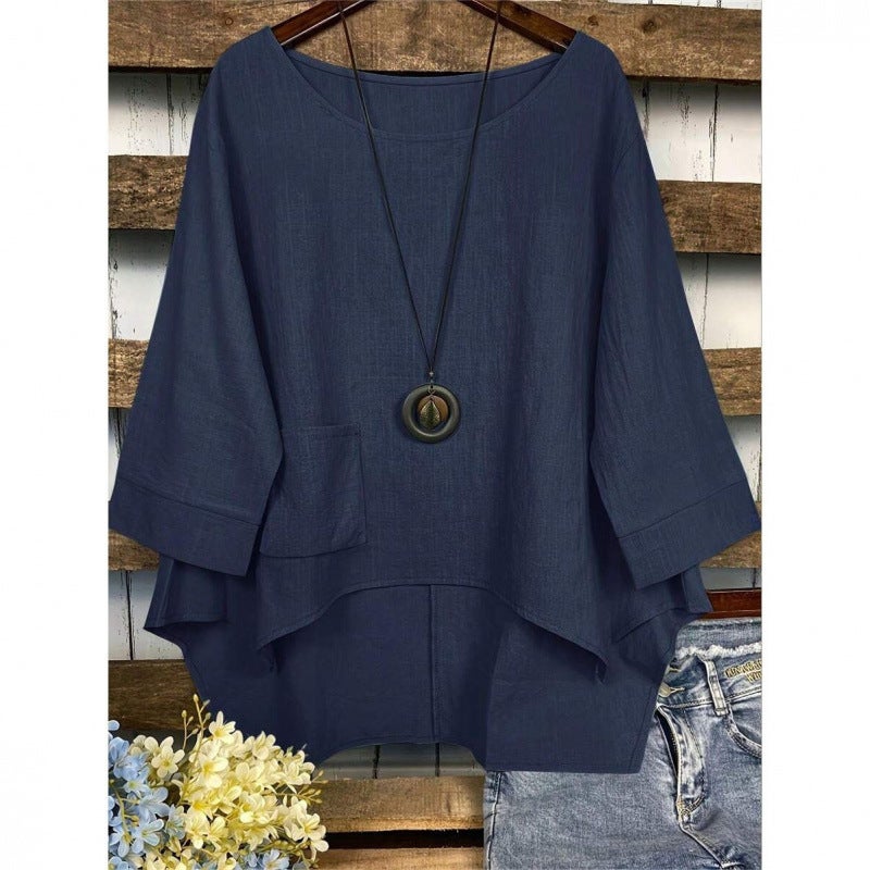 Women's Cotton-Linen Blend Pocket Tunic Shirt - Image 4