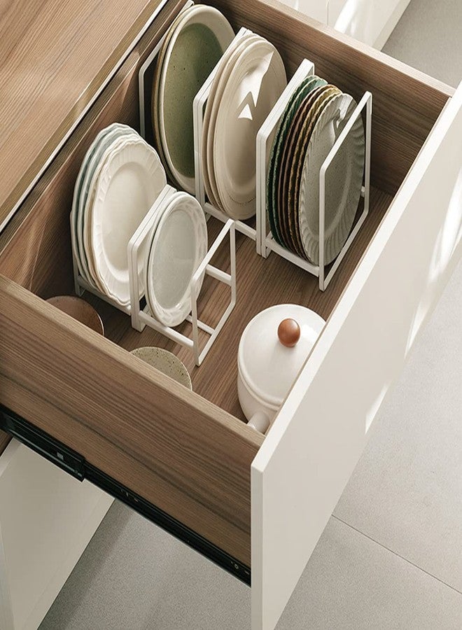 appeasy Plate Holders Organizer White Cabinet Dish Drying Rack for Counter top and Cupboard-White (2 Small) - Image 5