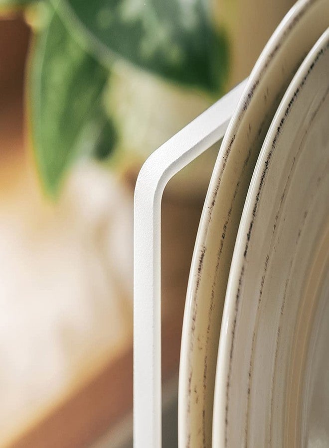 appeasy Plate Holders Organizer White Cabinet Dish Drying Rack for Counter top and Cupboard-White (2 Small) - Image 3