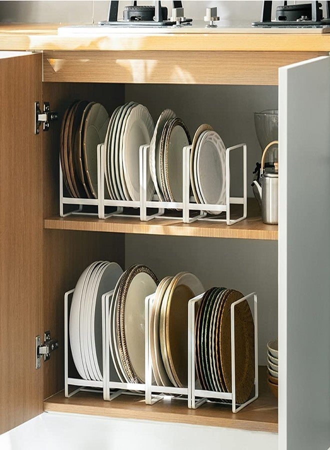 appeasy Plate Holders Organizer White Cabinet Dish Drying Rack for Counter top and Cupboard-White (2 Small) - Image 4