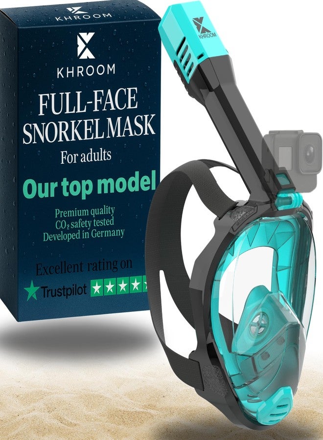 Khroom Full Face Snorkel Mask for Adults | Unique CO2 Safe Valve System | 3x Larger Snorkel for Easy Breathing | Premium Snorkel Gear/Scuba Mask for Adults (L/XL, Turquoise) - Image 1