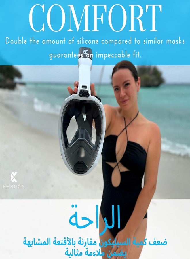 Khroom Full Face Snorkel Mask for Adults | Unique CO2 Safe Valve System | 3x Larger Snorkel for Easy Breathing | Premium Snorkel Gear/Scuba Mask for Adults (L/XL, Turquoise) - Image 3