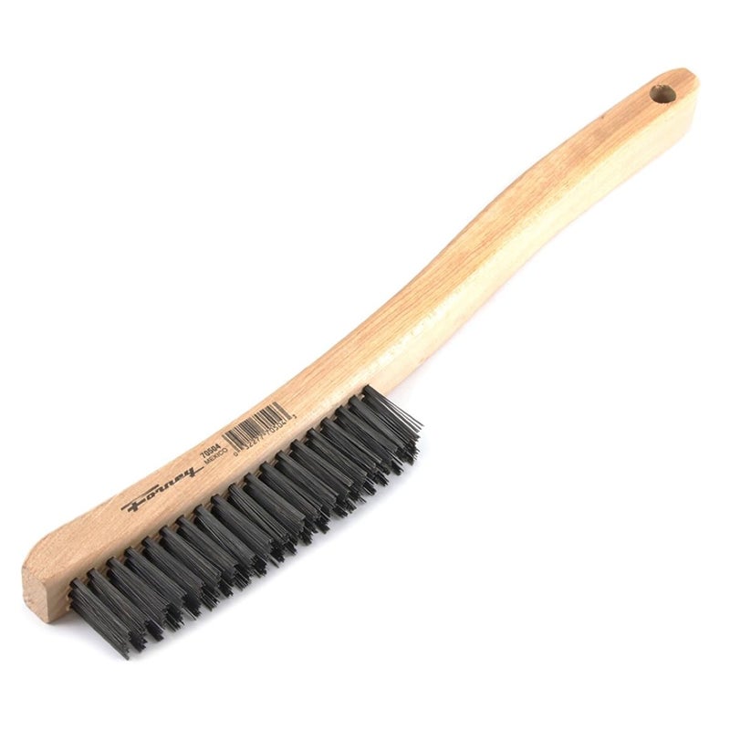Forney 70504 Wire Scratch Brush, Carbon Steel with Curved Wood Handle, 13-3/4-Inch-by-.014-Inch - Image 4