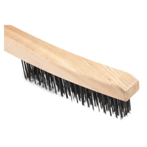 Forney 70504 Wire Scratch Brush, Carbon Steel with Curved Wood Handle, 13-3/4-Inch-by-.014-Inch - Image 2