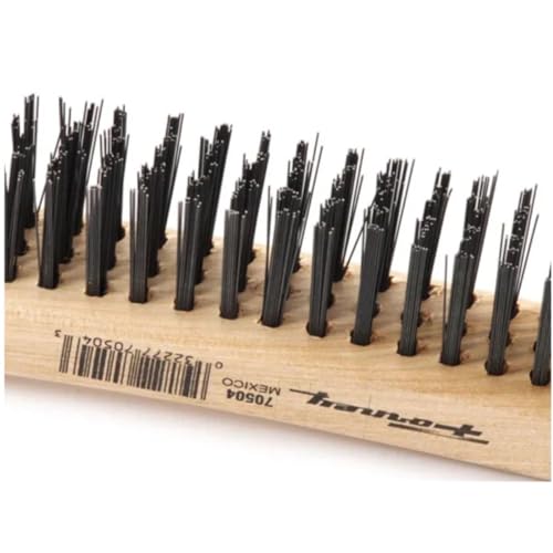 Forney 70504 Wire Scratch Brush, Carbon Steel with Curved Wood Handle, 13-3/4-Inch-by-.014-Inch - Image 3