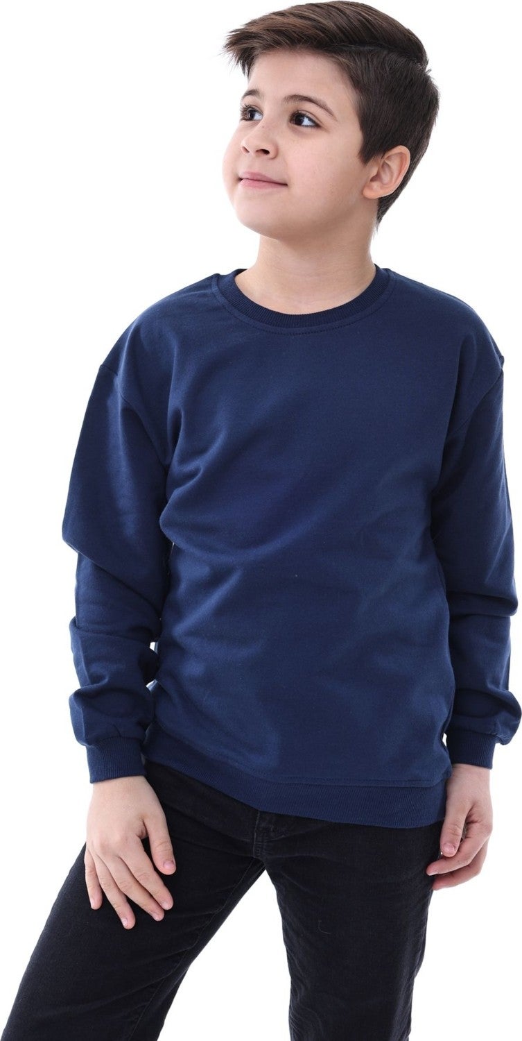 Zuzunga 2-Pack Basic Raised Kids Sweatshirt 3-10 Years Old Water Green-Navy Blue  - Image 3