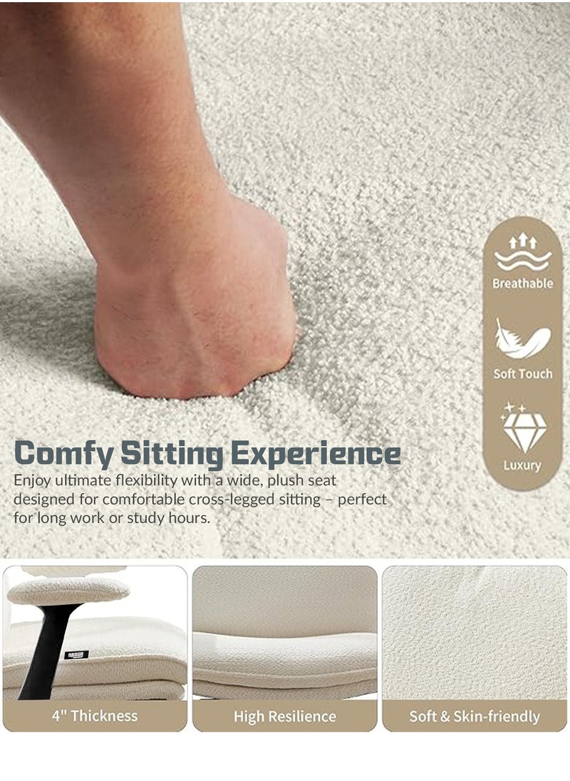 DROGO Criss Cross Legged Office Chair for Work at Home, Breathable Fabric, Flip up Armrest, Adjustable Height & Tilt Lock Recline Accent Chair for Long Hours Sitting Comfort | Swivel Computer Chair for Home Office Beige  - Image 5