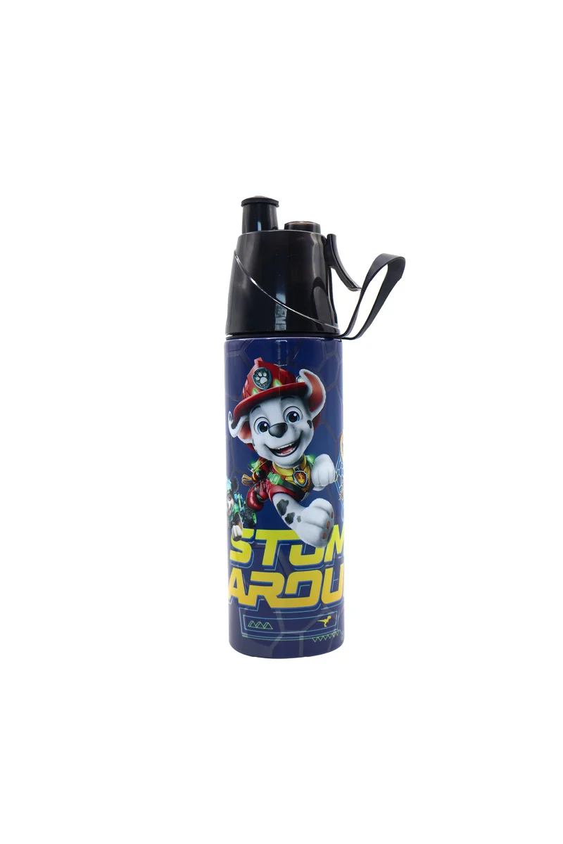مون MOON Licensed Paw Petrol Kids Water Bottle with Mist Spray Nozzle Stainless Steel Bottle for Boys & Girls | School, Outdoor, Camping, Hiking | Spill-Proof Carry Loop | Ideal for Summers and Winters